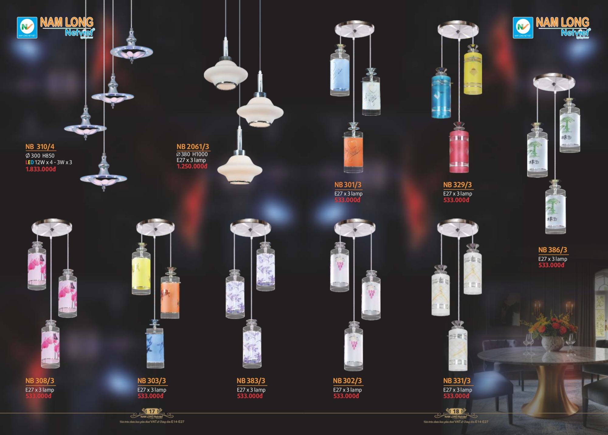 Bảng giá đèn trang trí Nam Long